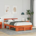 vidaXL Cadre de lit Marron cire 120 x 190 cm Bois massif en pin