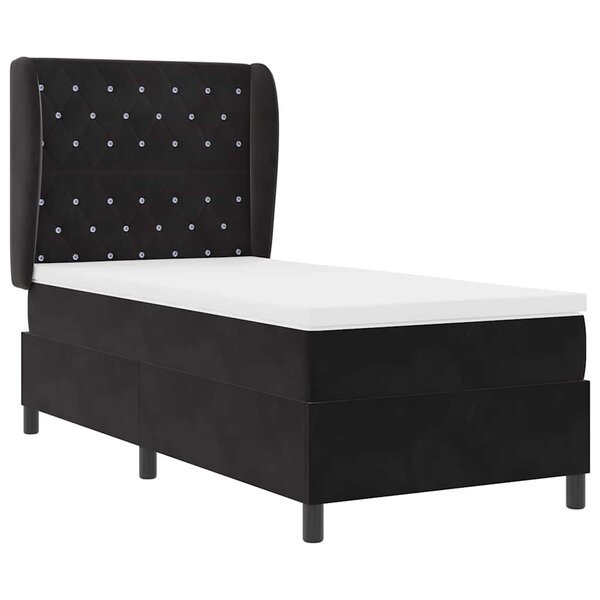 vidaXL Lit à ressorts avec matelas Noir 200 x 100 cm Polyester
