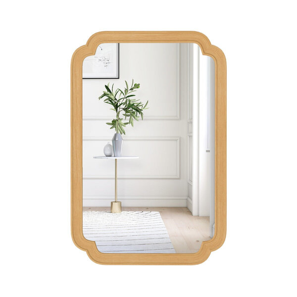 Miroir mural décoratif rectangulaire 90 x 60 cm avec installation flexible style ferme en MDF naturel 20_0009995