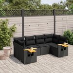 vidaXL Salon de jardin 6 Pièces avec coussins noir résine tressée