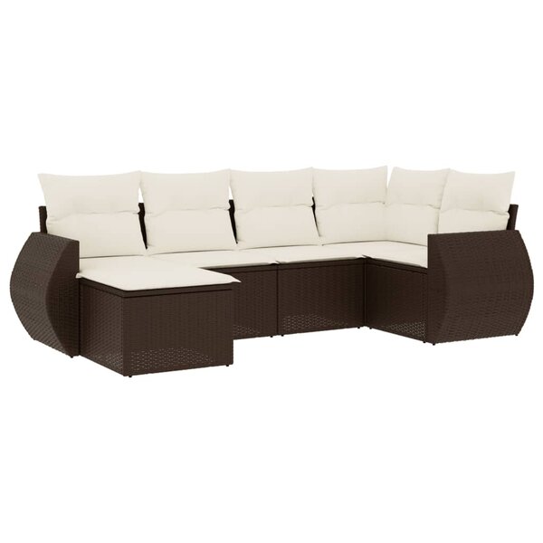 vidaXL Salon de jardin avec coussins 6 Pièces marron résine tressée