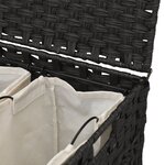 vidaXL Panier à linge avec roulettes noir 66x35x60 cm résine tressée
