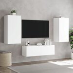 vidaXL Meuble TV muraux 3 Pièces avec lumières LED blanc