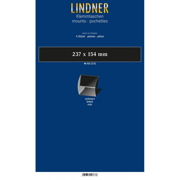Bandes Klemmfix double soudure 237 x 154 mm pour blocs de timbres. Fond - Noir