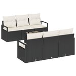 Ensemble de Canapé de Jardin vidaXL 7 Pièces avec Coussins Noir Poly Rattan