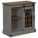 vidaXL Buffet HALDEN porte coulissante gris 80x40x80 cm bois massif