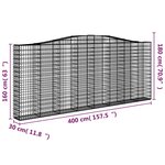vidaXL Paniers à gabions arqués 10 Pièces 400x30x160/180 cm Fer galvanisé