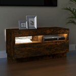 vidaXL Meuble TV avec lumières LED chêne fumé 80x35x40 cm