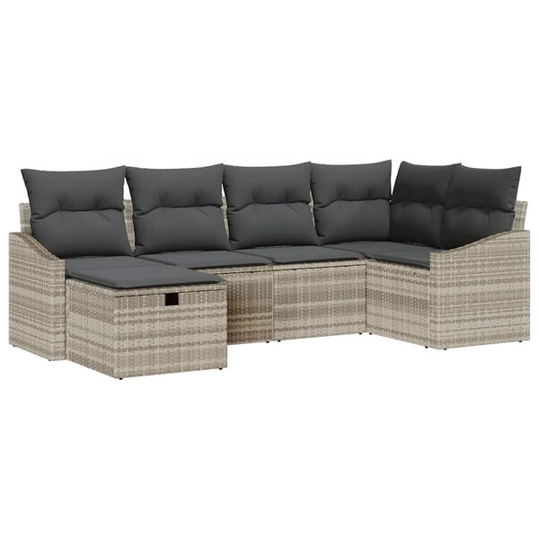 vidaXL Ensemble de canapé de jardin 6 Pièces Gris clair 55 x 62 x 69 cm