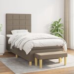 vidaXL Sommier à lattes de lit avec matelas Taupe 100x200 cm Tissu