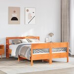 vidaXL Cadre de lit sans matelas cire marron 135x190cm bois pin massif