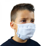 Lot de 2 masques de protection visage lavable 50 fois pour enfant - 3 couches en tissu - Blanc - Certifié UNS1
