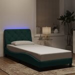 vidaXL Cadre de lit avec lumières LED vert foncé 90x200 cm velours
