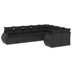 vidaXL Salon de jardin 9 Pièces avec coussins noir résine tressée