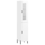vidaXL Buffet haut Blanc brillant 34 5x34x180 cm Bois d'ingénierie