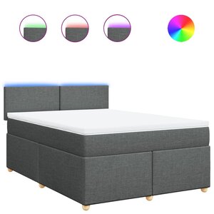 vidaXL Sommier à lattes de lit avec matelas Gris foncé 140x200cm Tissu