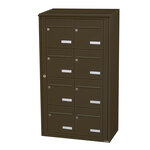 Bloc collectif leabox.com 2x4 grade 3 simple face Extérieur fixation murale Brun Sepia RAL 8014 finition brillante