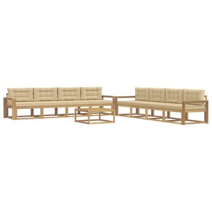 vidaXL Ensemble de canapés d'extérieur 9 pc Blanc et Beige Polyester