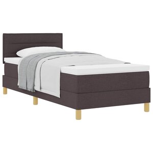 vidaXL Lit à ressorts avec coussin Marron foncé 90 x 200 cm tissu