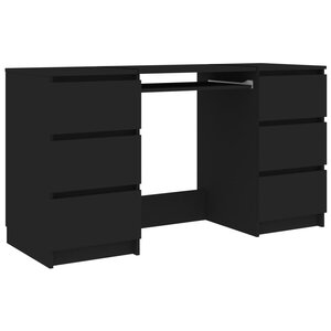 Bureau table poste de travail meuble d'ordinateur informatique étude 140 x 50 x 77 cm bois d'ingénierie noir 02_0023918