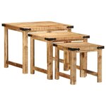vidaXL Tables d'appoint gigognes 3 Pièces bois de manguier massif brut