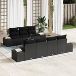 vidaXL Set de canapé de jardin de 8 pièces avec coussins noir en poly rotin