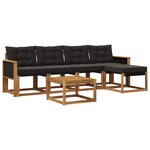 vidaXL Ensemble de canapés d'extérieur 6 pc Naturel et noir
