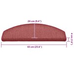 vidaXL Tapis d'escalier 30 pièces 65 x 24 x 4 cm Bordeaux Demi-rond Grand