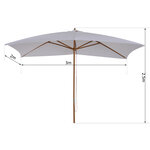 Parasol droit rectangulaire de jardin grande taille dim. 3l x 2l x 2 5h m blanc