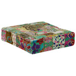 vidaXL Pouf carré en coton fait à la main 50 x 50 x 12 cm Vert