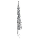 vidaXL Demi sapin de Noël artificiel mince avec support Argenté 180 cm