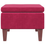vidaXL Tabouret avec pieds en bois Rouge bordeaux Velours