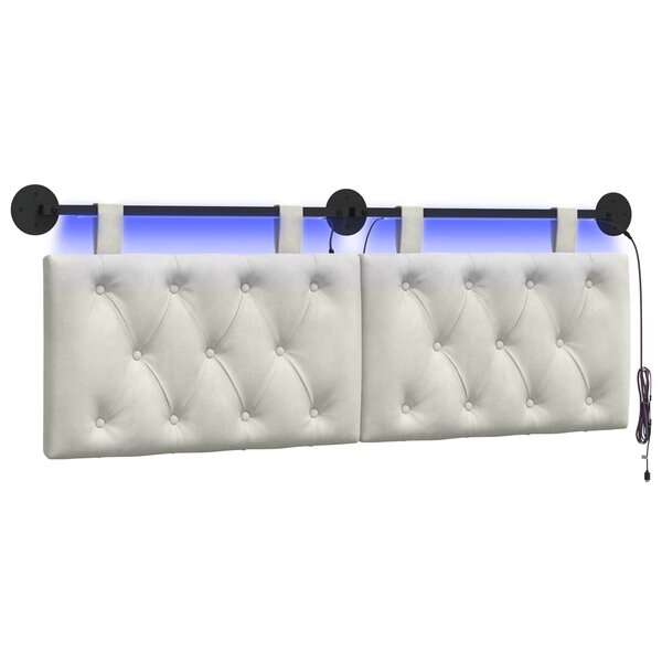 vidaXL Tête de lit suspendue Crème Velours
