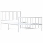 vidaXL Cadre de lit métal sans matelas et pied de lit blanc 107x203 cm