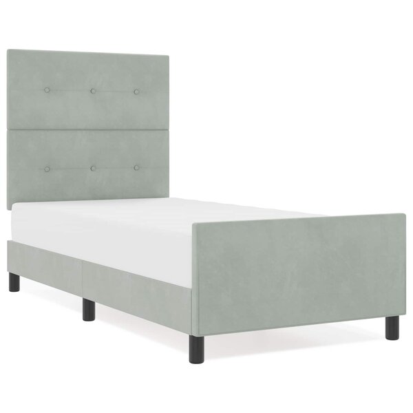 vidaXL Lit à ressorts avec tête de lit Gris clair 90 x 200 cm Velours