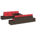 vidaXL Ensemble de canapé de jardin 9 Pièces Marron et rouge polyrotin