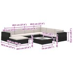 vidaXL Salon de jardin 8 Pièces avec coussins Résine tressée Noir