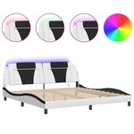 vidaXL Cadre de lit Viana avec LED sans matelas blanc et noir 200x200 cm