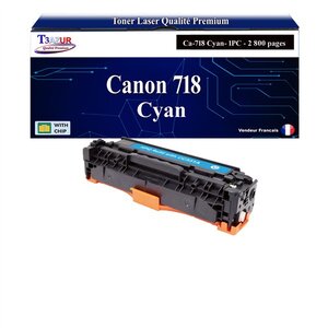 T3AZUR -Toner compatible avec Canon 718 (2661B002)pour Canon MF729CX  MF8300  MF8330  MF8330CDN Cyan -2 800 pages