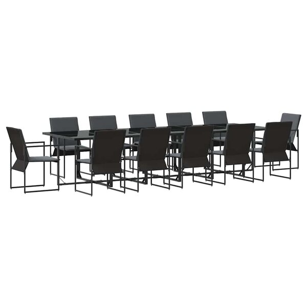 vidaXL Ensemble de salle à manger pour jardin 13 Pièces Noir Acier