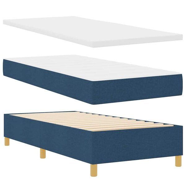 vidaXL Lit à ressorts avec matelas Bleu 90 x 200 cm tissu