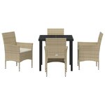 vidaXL Ensemble de salle à manger pour jardin 5 Pièces Beige Poly rotin