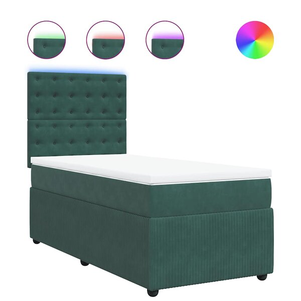 vidaXL Sommier à lattes de lit et matelas Vert foncé 80x200 cm Velours