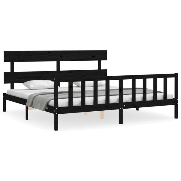 vidaXL Cadre de lit sans matelas noir 200x200 cm bois massif de pin