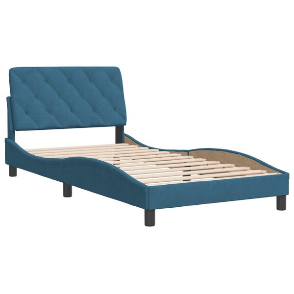 vidaXL Cadre de lit sans matelas bleu 100x200 cm velours