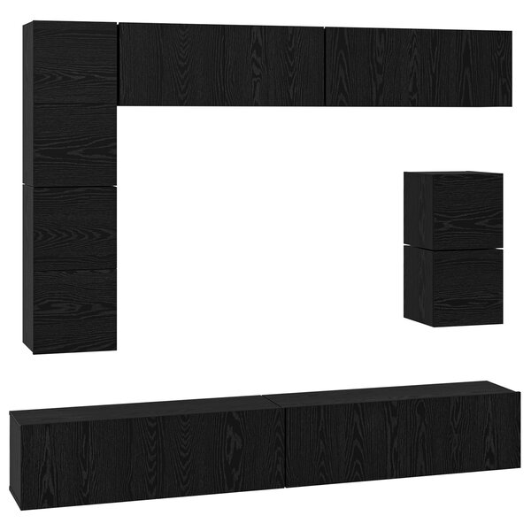 vidaXL Ensemble meuble TV avec étagère Autre avec stockage 8 Pièces Chêne noir