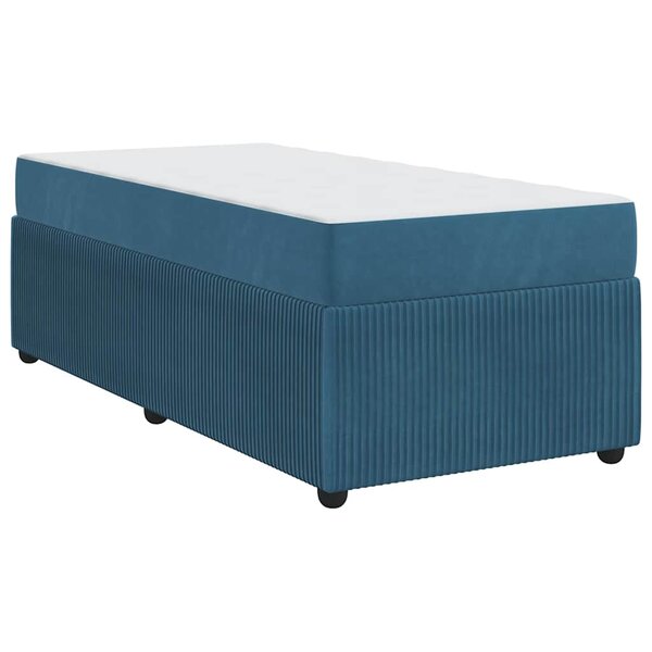 vidaXL Cadre de lit avec matelas avec matelas Bleu 90 x 190 cm Velours
