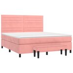 vidaXL Sommier à lattes de lit avec matelas Rose 180x200 cm Velours