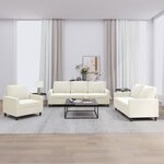 vidaXL Ensemble de canapés 3 Pièces avec coussins Crème Velours
