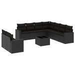 vidaXL Salon de jardin 10 Pièces avec coussins noir résine tressée